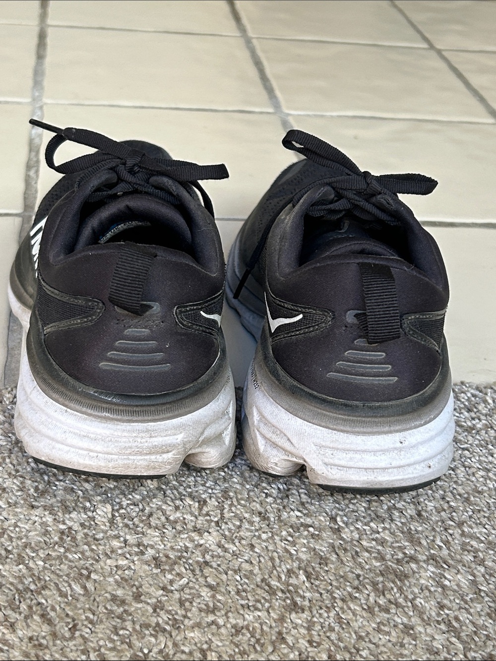 Used women’s Hoka Black Athletic Running Shoes with White Logo - Picture 10 of 11
